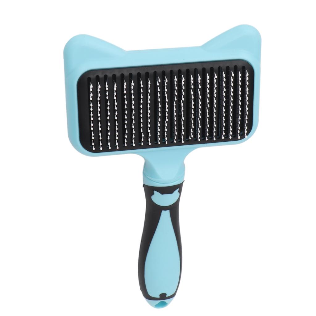 Cat Grooming Brush 140 Degree Curved Teeth Massage Function Pet Self Cleaning Brush with Resin Protection Point Blue