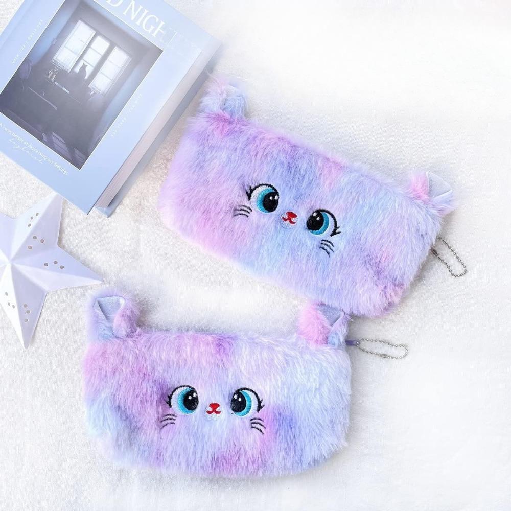 Unicorn Plush Pencil Case Cute Faux Fur Makeup Bag & Cosmetic Pouch Multifunctional Storage Pouch for Stationery Art Supplies