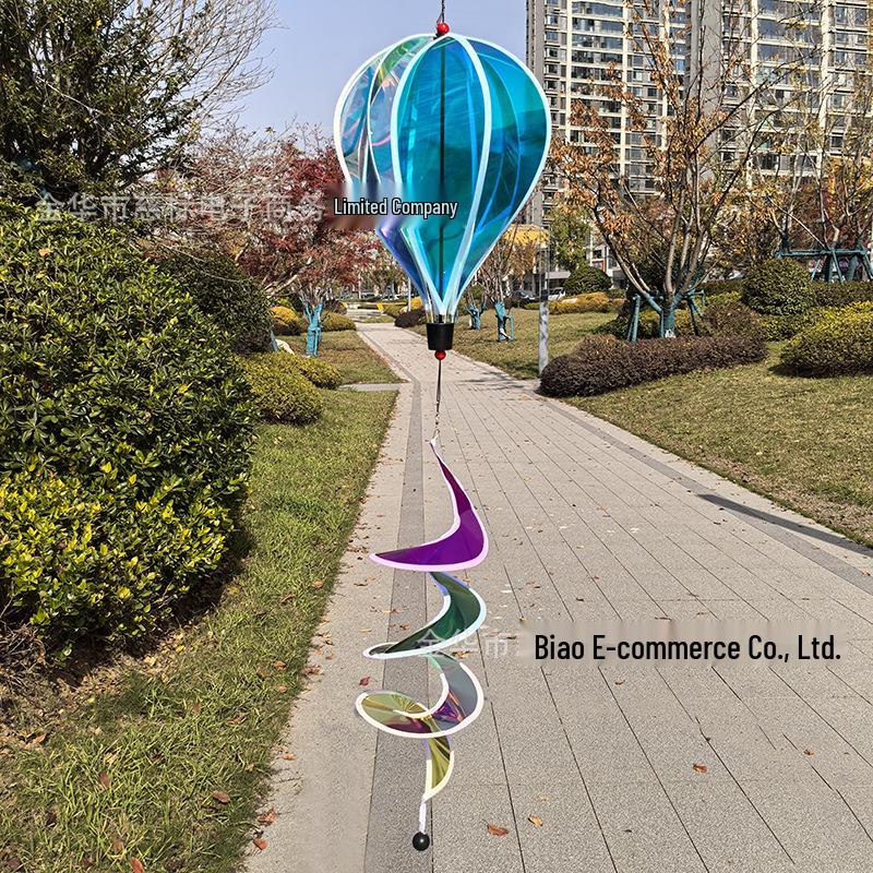Rainbow Hot Air Balloon Garden Wind Spinner Ornament