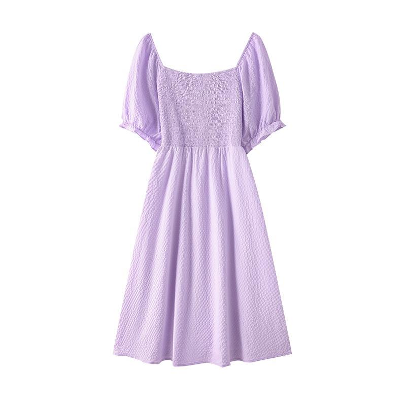 Robe d'été à manches courtes pour femme, grande taille, fine, couleur unie, simple et tendance