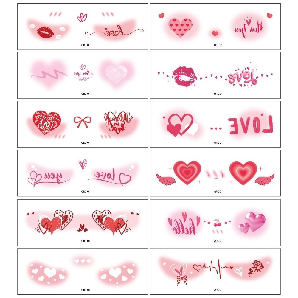 Lips Cheek Temporary Stickers Disposable Love Face Stickers Valentine's Day Tattoo Take Photos