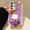 Korean Cute White Cat Vortex Pattern Girls Phone Case for Samsung Galaxy S25 Edge S24 S23 S22 S21 S20 FE Plus Ultra Bags Cover
