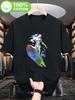 Black TShirt with a Dynamic Cosmic Surfer Graphic Showcasing a Muscular HuUnisexoid On a Shimmering Surfboard
