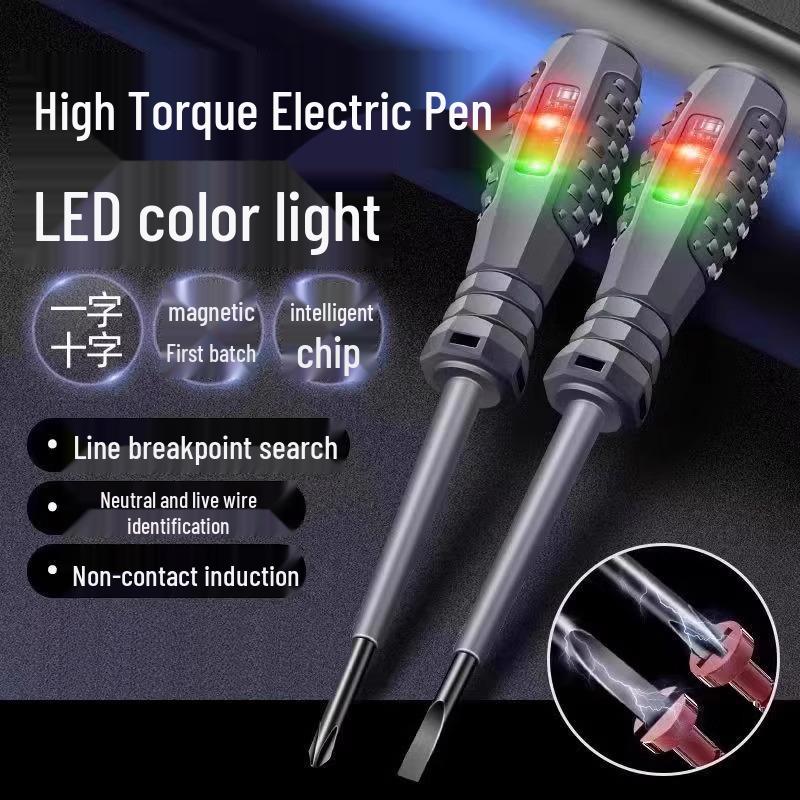 Elektriker Multifunktions Smart Induktionsschraubendreher: Stift-Tester für Kabelbrüche & Stromleckage, Hohes Drehmoment, Schlitz/Phillips.