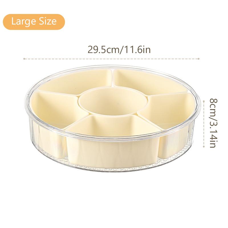 

Круглый разделенный сервировочный поднос с крышкой и ручкой, переносной контейнер для закусок с 6 отделениями, сохраняющий свежесть продуктов, контейнер для закусок Large Size,