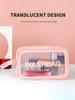 Průhledná třídílná taška na make-up a toaletní potřeby z PU, velkokapacitní poloprůhledná matná přenosná úložná taška z PVC