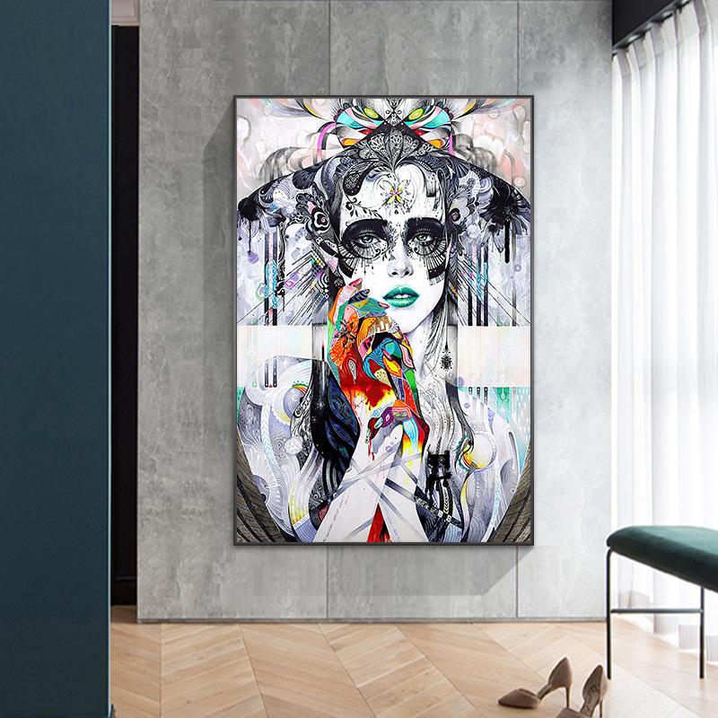 Abstract Colorful Girls Canvas Art Posters and Prints Modern Art  Graffiti Pop Art Paintings Pictures for Living Room Decor No Frame