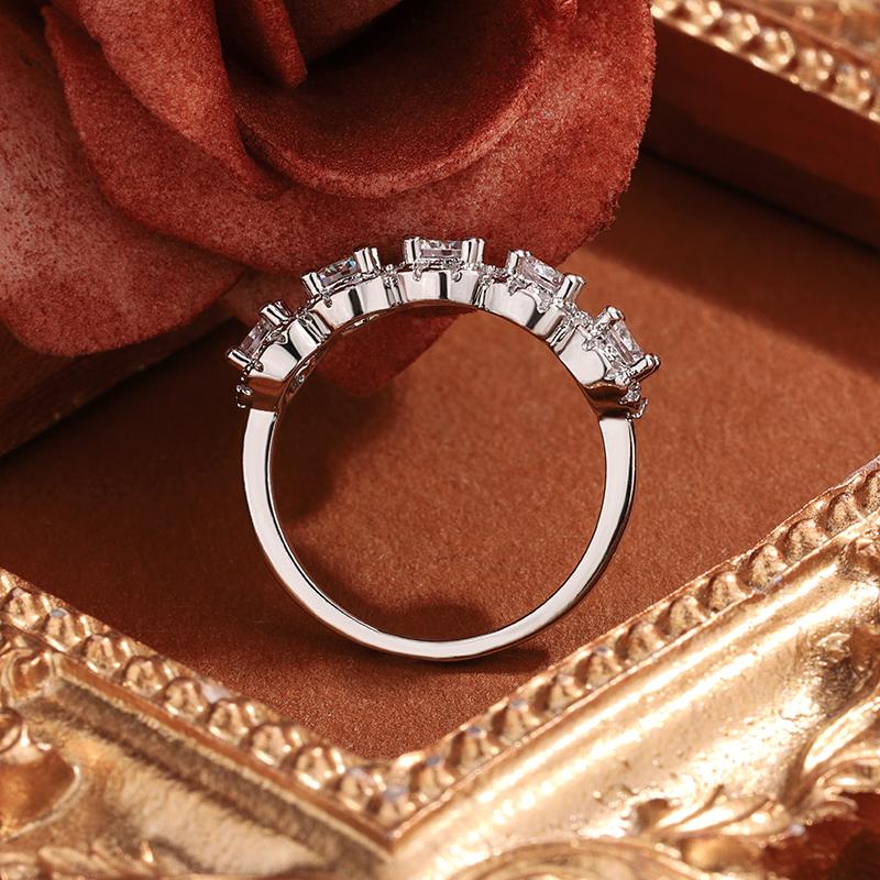 925 Silver-plated Shiny White Zircon Women's Ring High Quality Party Engagement Wedding Jewelry Gift