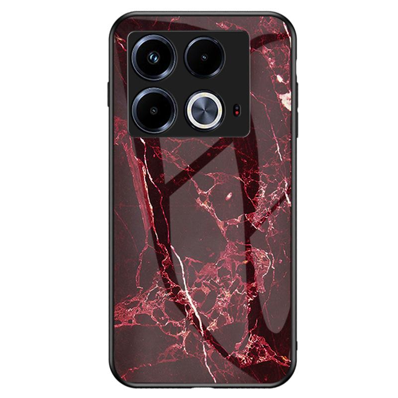 For Infinix Note 40 Tempered Glass Case Marble Pattern Protective Phone Cover