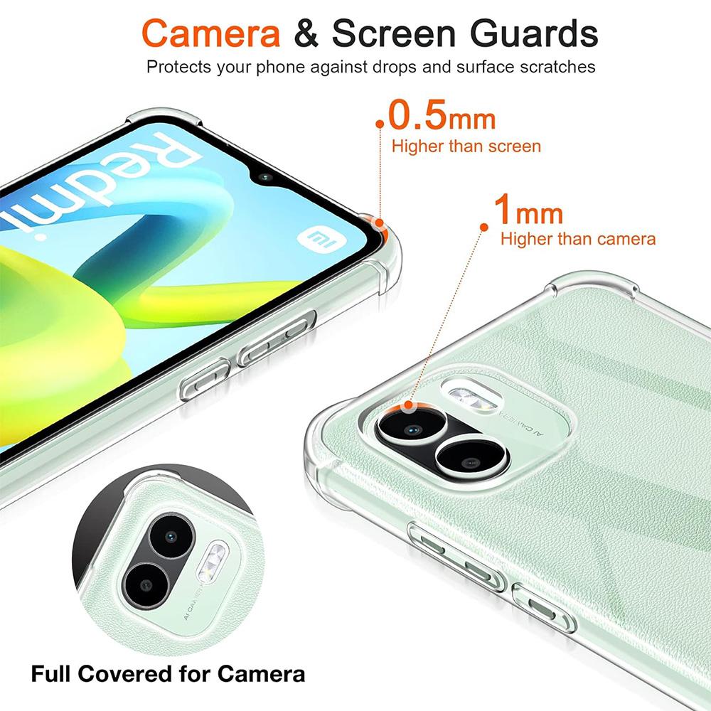 3 Pcs Clear Case For Xiaomi Redmi A1 A2 Plus A1 Plus Thick Shockproof Soft Silicone Phone Cover for Redmi A2