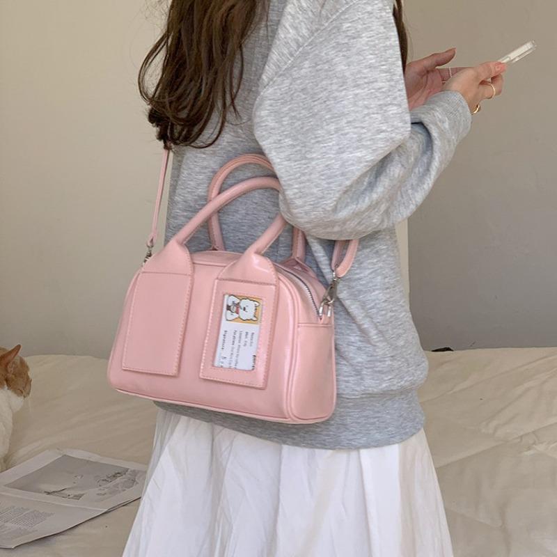 Women's Spring New Pink Handbag Bag One-shoulder Crossbody Bag Korean Versatile Bowling Bag Fashionable Small Bag