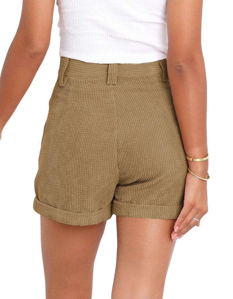 2025 Spring/Summer European & American High Waist Corduroy Loose Shorts for Women