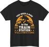 Yellowstone Bahnhof Cowboy T-Shirt Westlicher Berg Sonnenuntergang Geschenk T-Shirt Oberteil