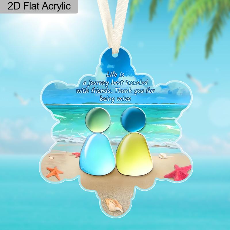 1pc/2pcs Snowflake-Shaped Sea Acrylic Keepsake, Sea AcrylicFriendship Christmas Tree Hanging Ornament,Acrylic Friendship Gifts for Best Friends