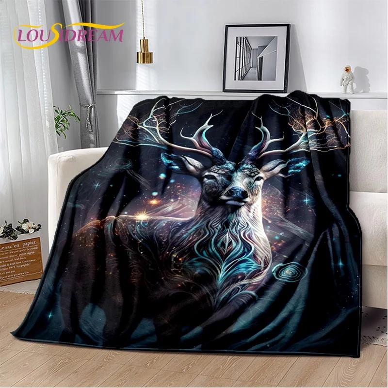 3D Dream Forest Christmas Elk Sika Deer Soft Plush Blanket,Flannel Blanket Throw Blanket for Living Room Bedroom Bed Sofa Cover