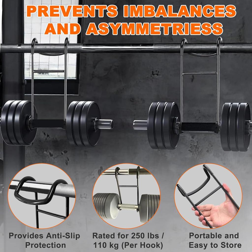 Dumbbell Spotter Hooks Hanger, 250 lbs Load Capacity Heavy Power Dumbbells Rack Attachments for Dumbbell Bench Press with Wrist Straps, Pairs