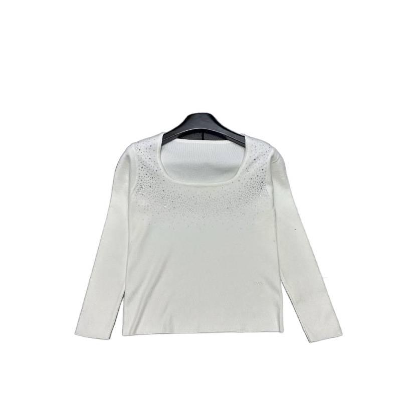 European Style Rhinestone Embellished Long Sleeve Knit Top - 2026 Autumn/Winter Collection