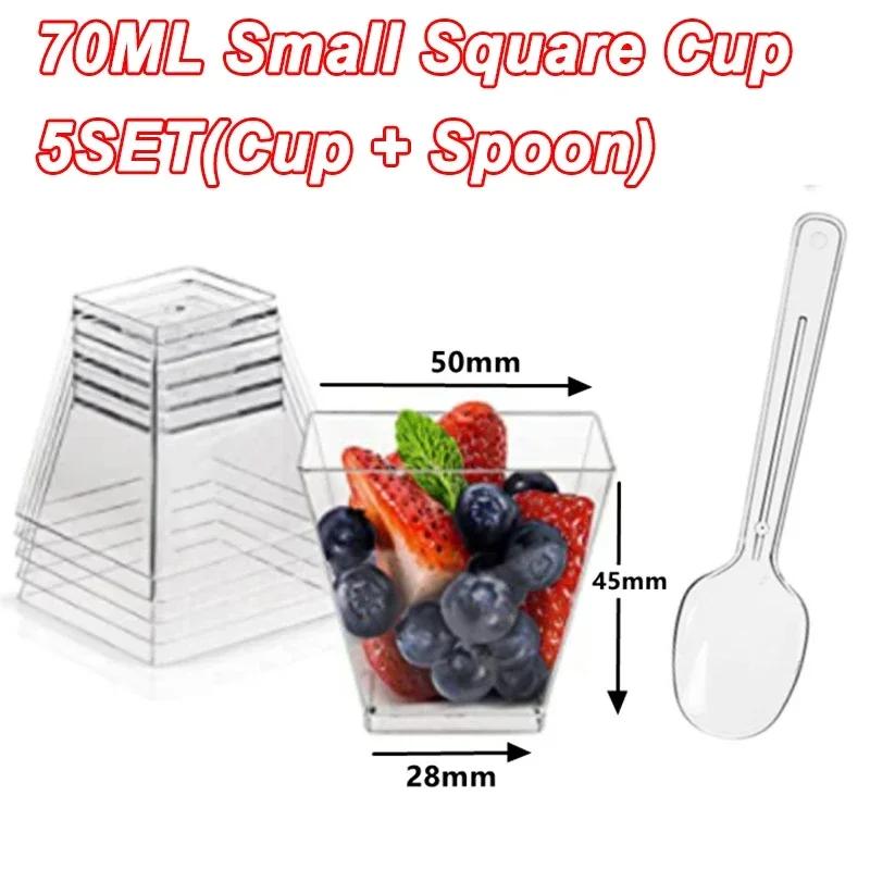100PCS 40/20oz Mini Square Clear Plastic Dessert Cups Party with Small Plastic Dessert Cups Great for Desserts,pudding,mousse