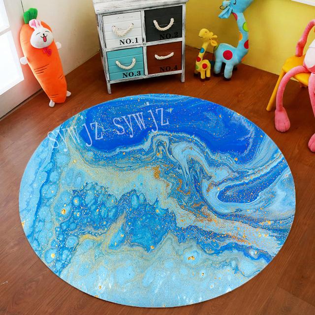 Marble Geometric Round Carpet Living Room Office Chair Computer Table Mat Home Anti -Fouling Decoration Bedroom Coffee Table Mat