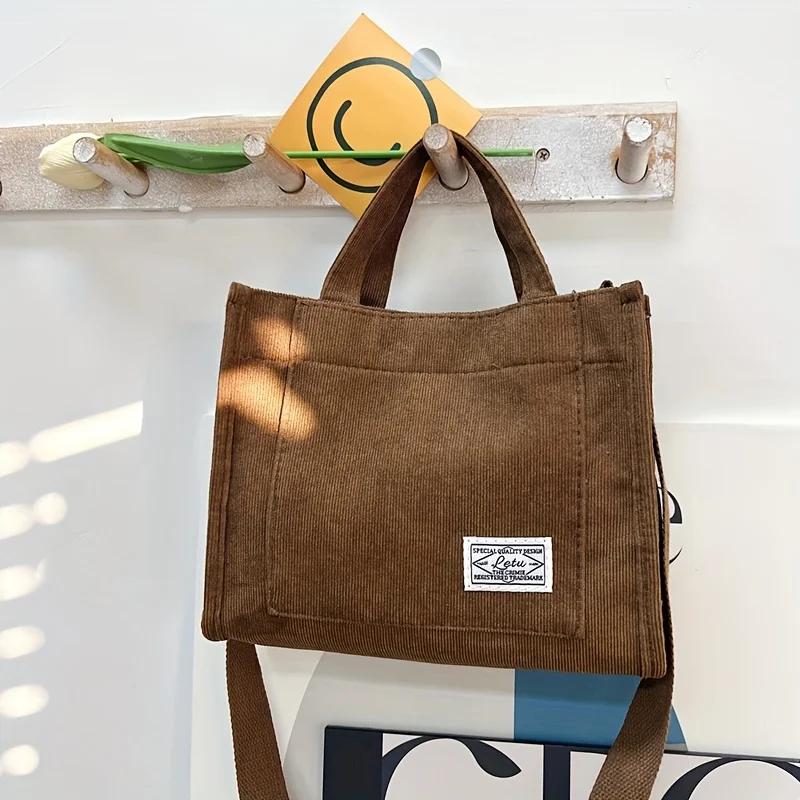 New Vintage Corduroy Tote Bag Retro Messenger Crossbody Bags Purse Casual Women Handbags Shoulder Bag Multiple Color Available