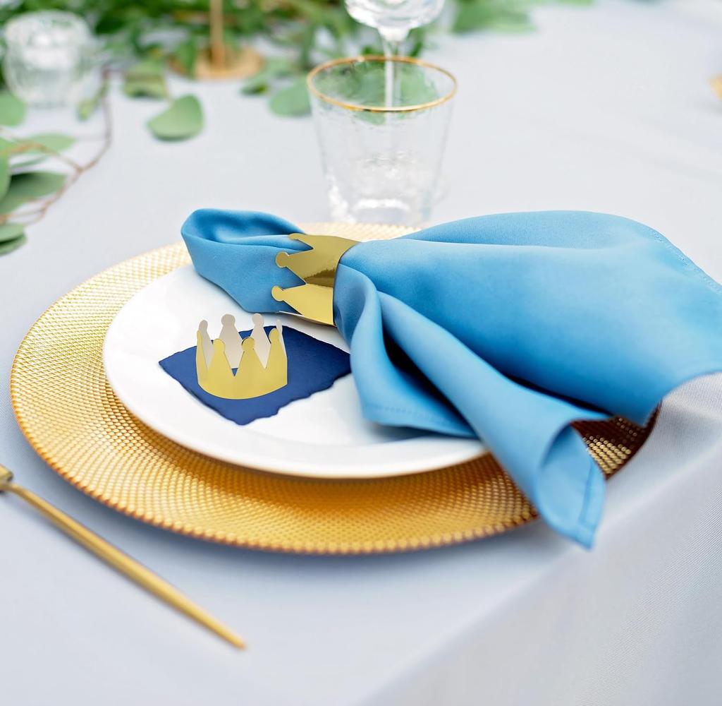 50Pc/Set Gold Crown Paper Napkin Rings Golden Crowns Napkin Ring Holders Wedding Napkin Band Kitchen Dining Table Party Decor