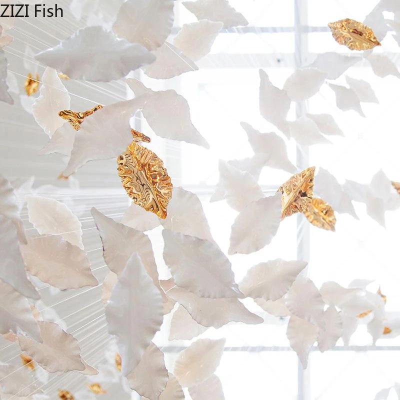 Fluttering Leaves Ceiling Suspension Ornaments Wall Hanging Crafts Living Room Decoration Wall Background Display Leaf Pendants