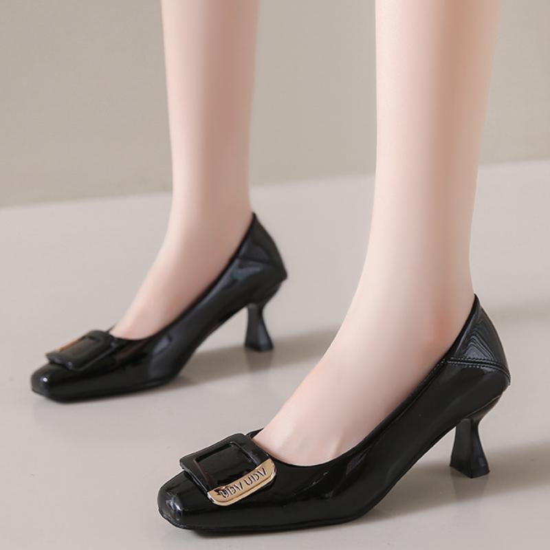 Moda Wysoka Jakość Damskie Buty Jesień Nowe Kwadratowy Czubek Cienkie Wysokie Obcasy Damskie Moda w Stylu Koreańskim Metalowa Klamra Czółenka Zapatos De Mujer