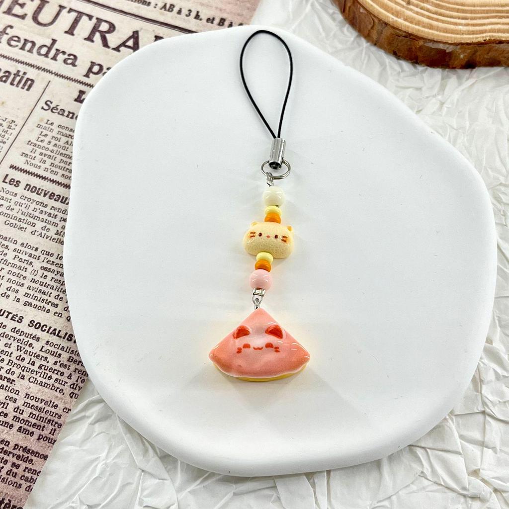 3D Cat Cake Phone Charm Resin Keychain Pendant