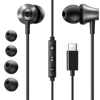 Ugreen Type with Call Volume Remote Wired Sound Sound Leakage Compatible with Devices Such As iPhone Galaxy Black USB-C Type-C Earphones, In-Ear Mic,