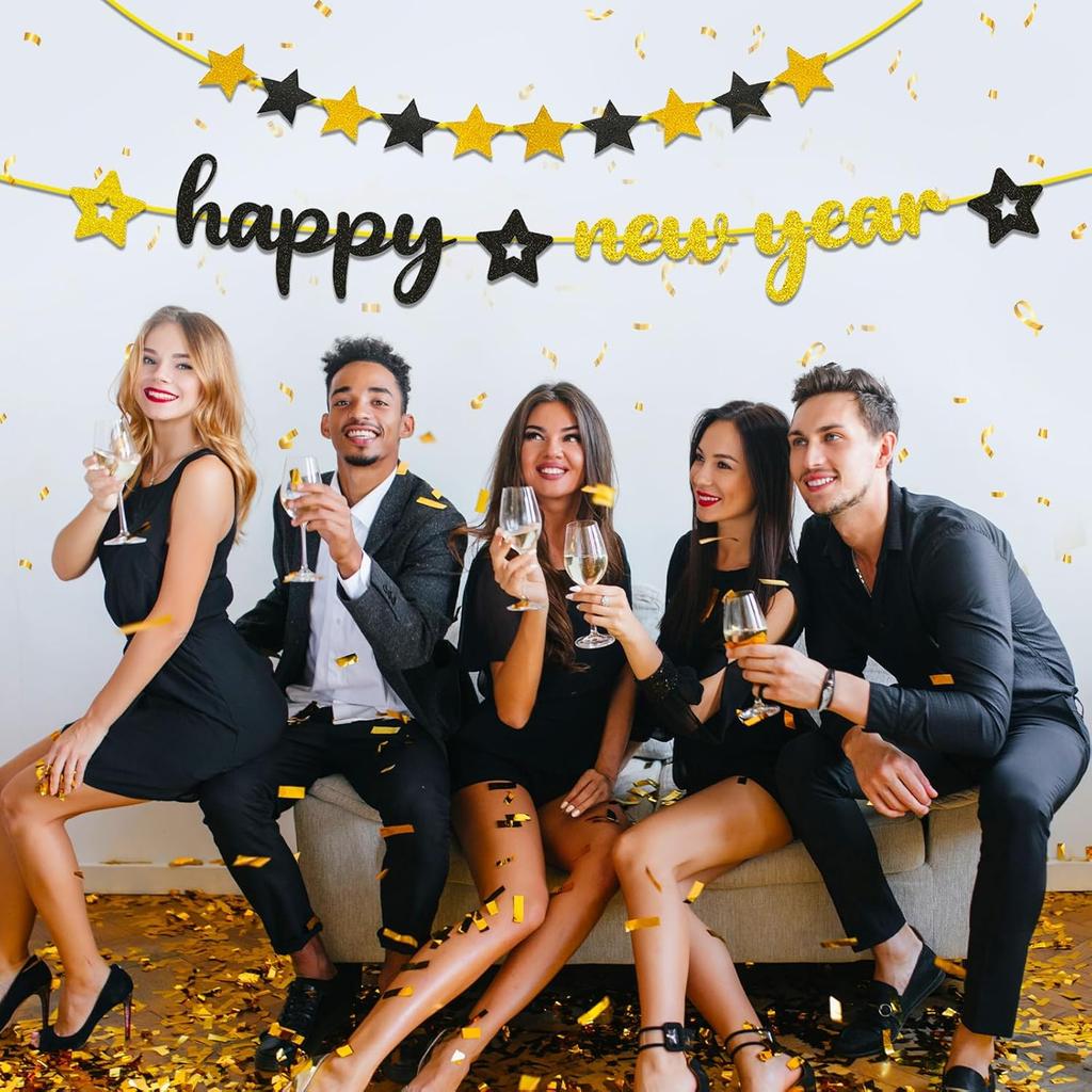 Happy New Year Decoration Banner 2026, Happy New Years Banners, New Years Sign NYE Banner for 2026 New Year Eve Party Supplies