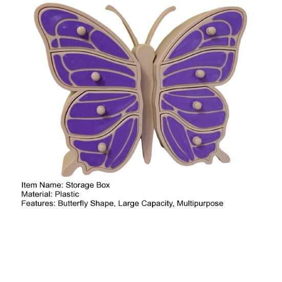 Storage Box Jewelry Organizer Large Capacity 8 Drawers Design Space-Saving Butterfly Shaped Countertop Necklace Ring Container