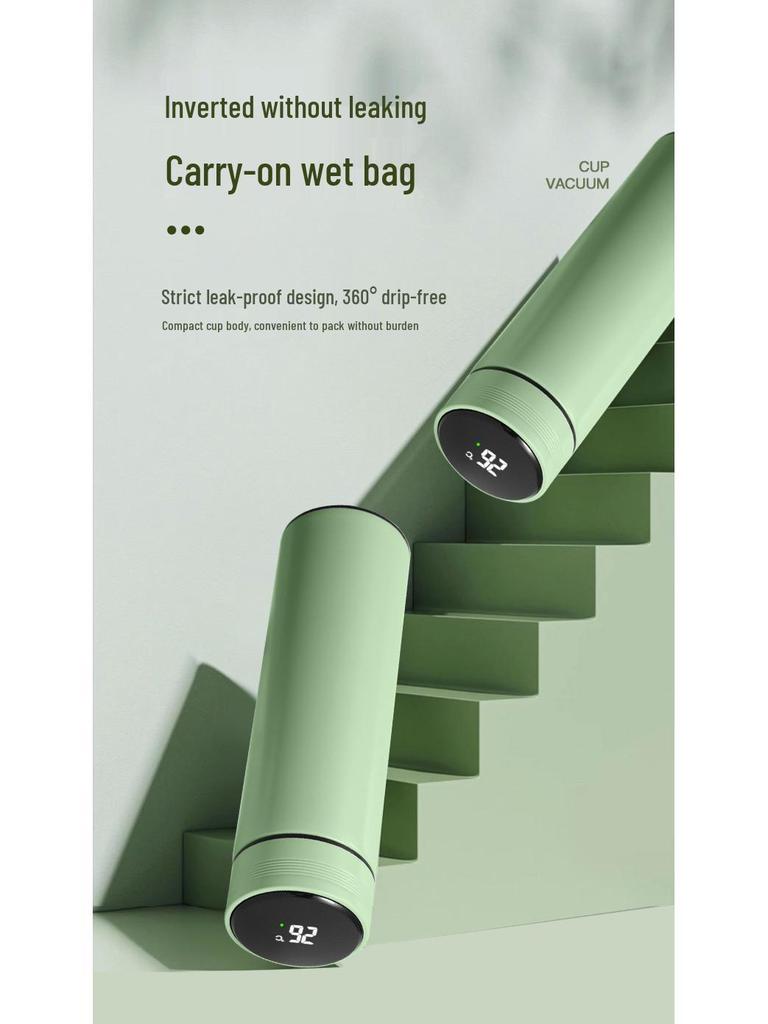 Smart Ceramic-Lined 304 Stainless Steel Insulated Cup - Simple Solid Color, Straight Body, Portable Office Gift.