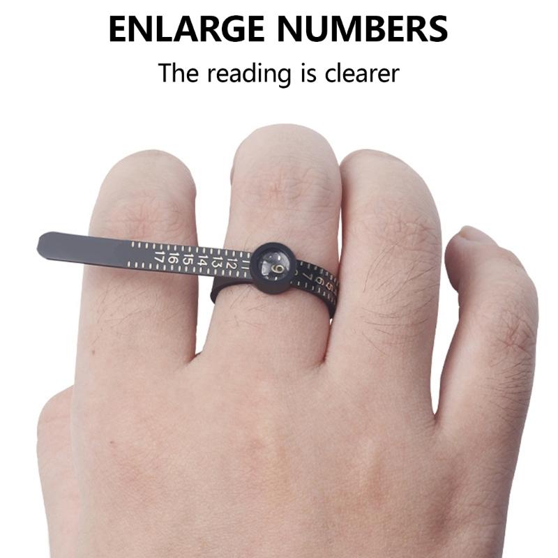 Reusable Finger Size Gauge Rings Sizer Measuring Tool with Magnifying Glass Jewelry Sizing Tool Finger Rings Measurer