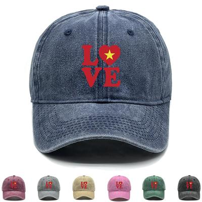 LOVE" Vietnam Flag Print Adjustable Baseball Hat, Patriotic Dad Hat Adjustable Buckle Cotton Headwear Simple Snapback Sun Hat