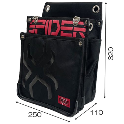 SK11 SPIDER Large Tobi Waist Pouch, Slim, Large, with Stretch Interior Pocket, Collapsible Design, 250mm W x 320mm H x 110mm D (SPD-JY04-A)