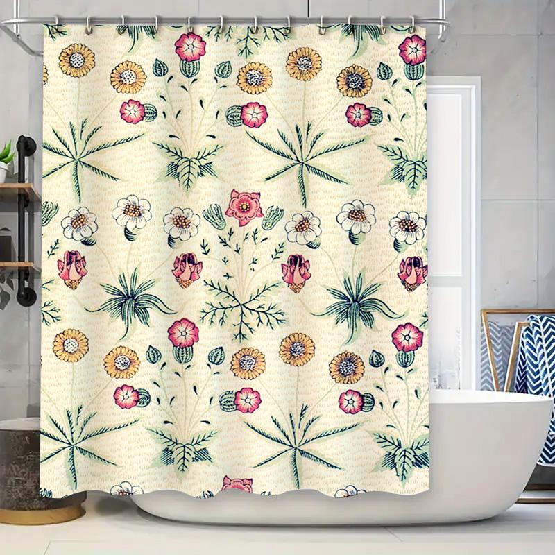 

Pink Water Drop Print Shower Curtain Waterproof Decorative Bath Mat Liner Set For Bathroom Accessories W60H190(CM)-1 Pcs