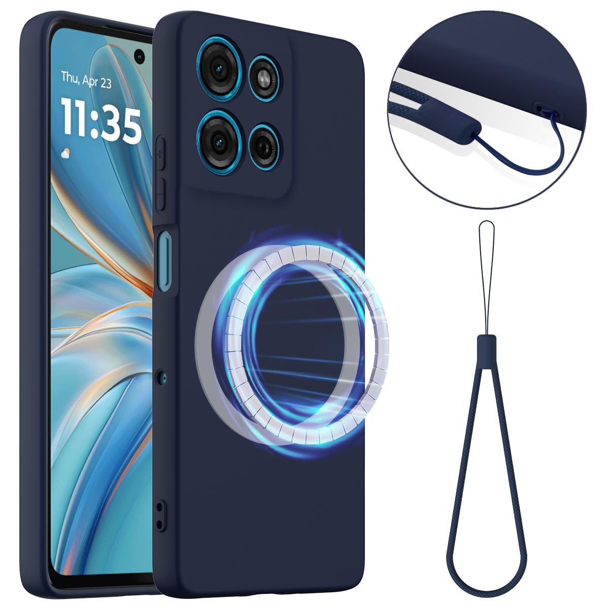 

Чехол для Motorola Moto G86 5G, совместимый с MagSafe, противоударный, из жидкого силикона Dark Blue