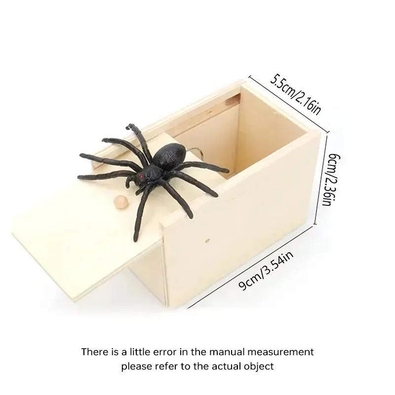 New Trick Spider Funny Scare Box Wooden Hidden Box Quality Prank Wooden Scare Box Fun Game Prank Trick Friend Office Toys