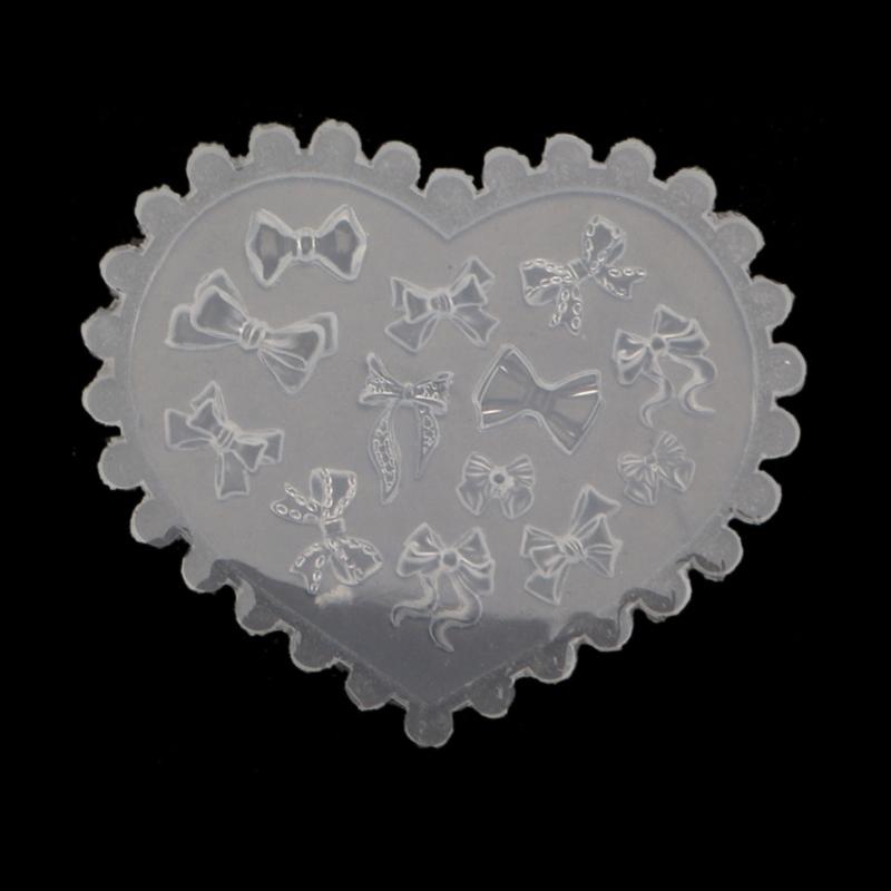 Sculpture Stamping Plate Nails Art Stencils Crystal Epoxy Resin Mold Silicone Nail Carving Mold 3D Mini Bowknot Mould