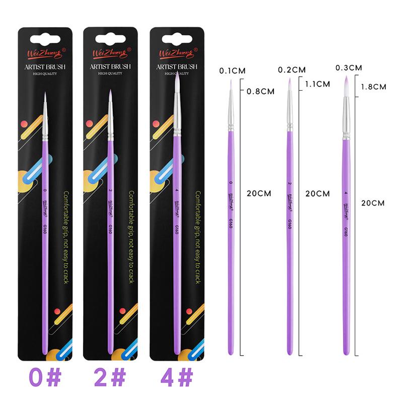 3PCs/Set Fine Hand Painted Thin Hook Line Pen Nylon Brush Art Supplies Drawing Art Pen Paint Brush Acrylic Painting Pen