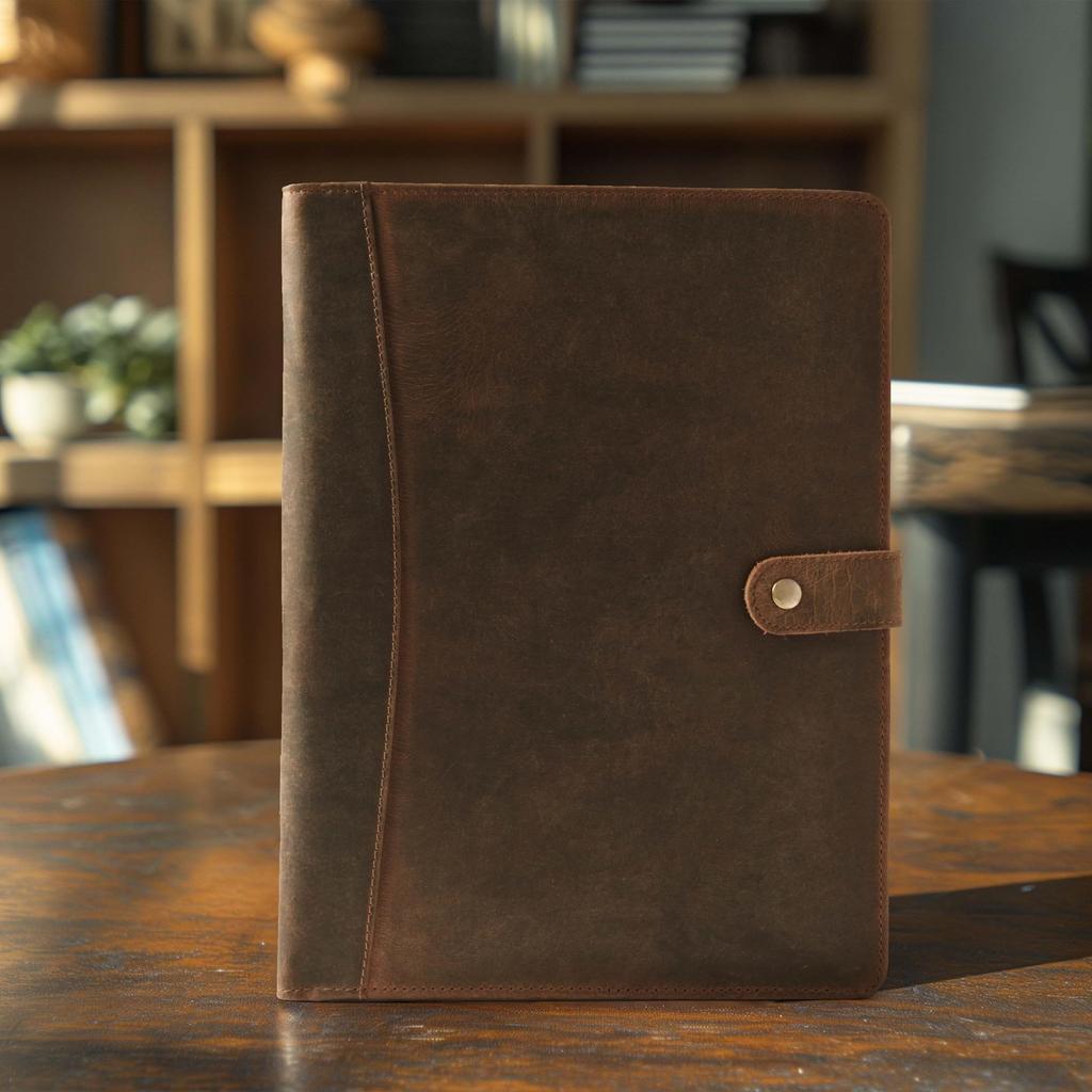 Genuine Leather Portfolio Organizer - Professional Business Pad Folio for Men and Women - Document Card Holder, Resume Folder, Folio for A4/Letter Siz