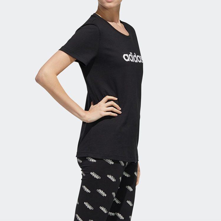 Adidas T Shirts Women's Black Crew Neck Moderate Straight Fit FM6154