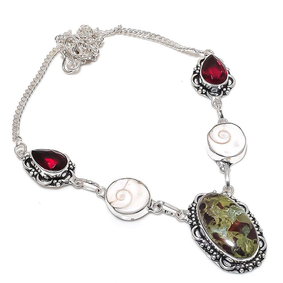 Dragon Blood, Shiva Eye Gemstone 925 Sterling Silver Jewelry Necklace 18"