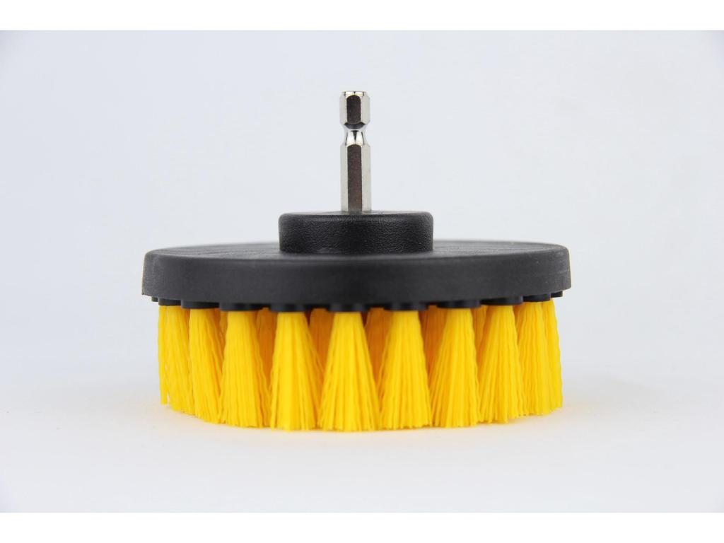 4-Piece Yellow Electric Drill Brush Set for Kitchen, Bathroom, Glass, and Car Cleaning