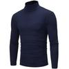 Männer Herbst Winter Slim Fit Bodenbildung T-shirt Rollkragen Lange Ärmel Einfarbig Elastische Dünne Pullover Tops Streetwear