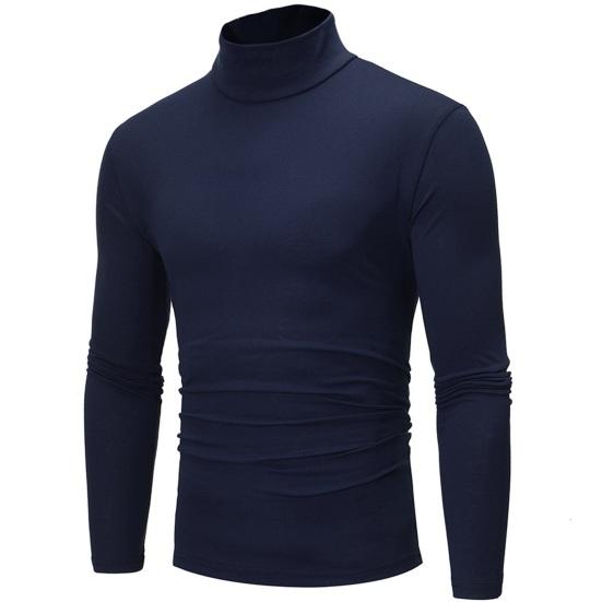Männer Herbst Winter Slim Fit Bodenbildung T-shirt Rollkragen Lange Ärmel Einfarbig Elastische Dünne Pullover Tops Streetwear