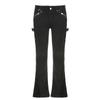 WTEMPO Značka Retro Street Hot Girls Styl Low Pas Micro Flare Jeans Osobnost Kapsa Ležérní kalhoty Ženy Micro Flare Kalhoty