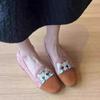 Spring New Flat Shoes for Women Square Head Shallow Mouth Suede Stitching Embroidery Soft Sole Non-slip Single Shoes