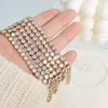 Full Crystal Tennis Chain White Cubic Zircon Titanium Stainless Steel 18K Gold Bracelet Necklace Jewelry Set for Girls Wedding