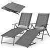 Set of 2 Summer Bed Folding Beach Chair Folding Teslin Fabric Beach Bed Reclining Chair Bed Cot Load Capacity Garden Balcony Outdoor Poolside